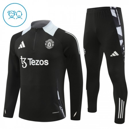 Tréninkový Mikina Manchester United Čtvrt Zip Černá 2024-25 - Dětské Tréninkový Mikina Manchester United Čtvrt Zip Černá 2024-25 - Dětské